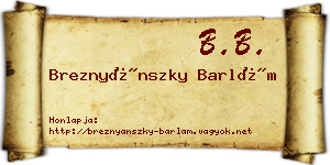 Breznyánszky Barlám névjegykártya